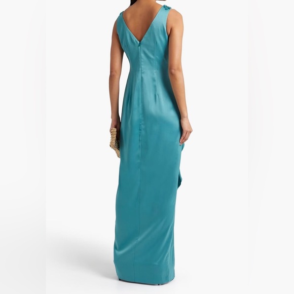 US 2 MARCHESA NOTTE Embellished ruffled satin-crepe gown NWT - Picture 2 of 12